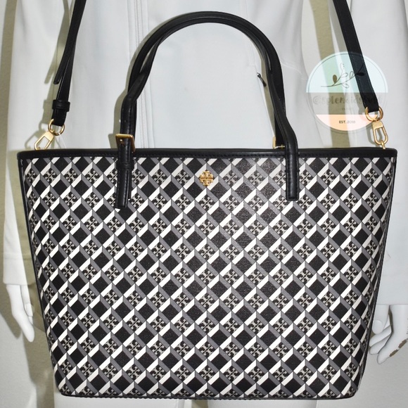 TORY BURCH Crossbody/ Tote Bag Geo Logo Zip Closure - Picture 2 of 14